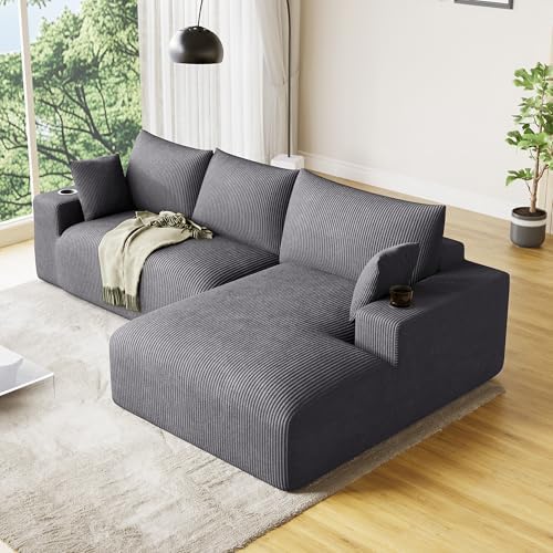 ONEMMLION 113" L-Shaped Cloud Boneless Couch Sofa - Image 3