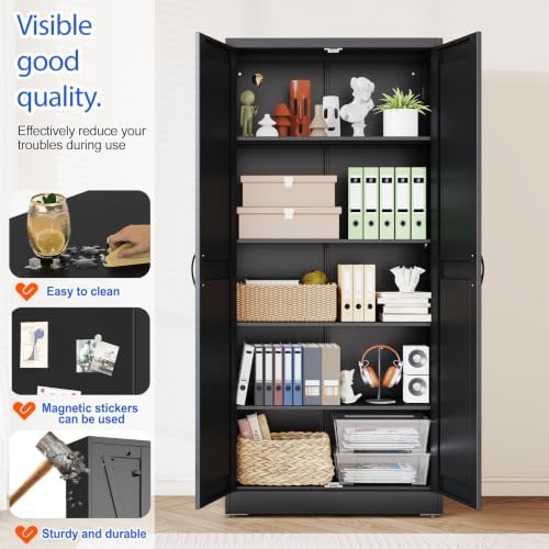 GAIOUS 71" Tall Kitchen Pantry Cabinet, Metal Storage Cabinet - Image 3