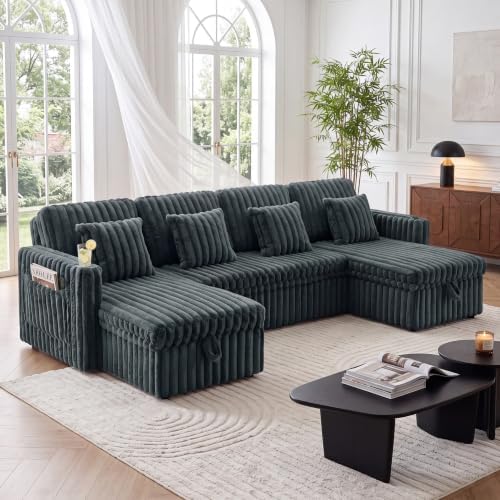 108" U Sectional Sleeper Sofa Pull Out Couch - Image 2