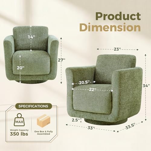 Swivel Accent Chair, Chenille Barrel Chair - Image 2
