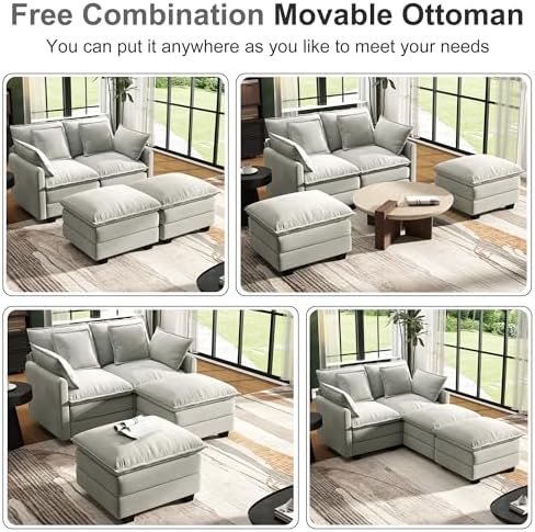 Hanherry 58" Cloud Couch Sectional Modular Sofa, Deep Seat Couches - Image 5