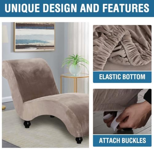 H.VERSAILTEX Chaise Lounge Cover Indoor Velvet Chaise Slipcover High Stretch - Image 4