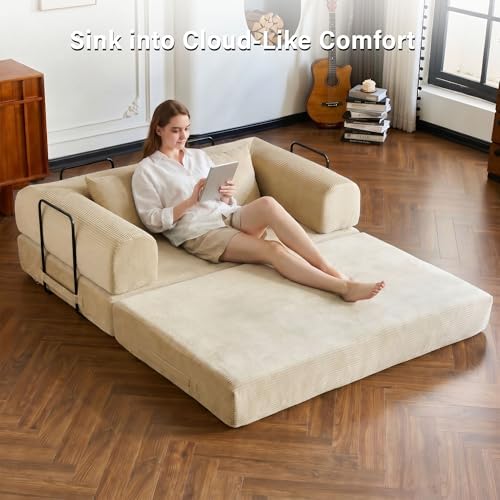 59" Convertible Sofa Bed, Boneless Sleeper Futon Couch - Image 6
