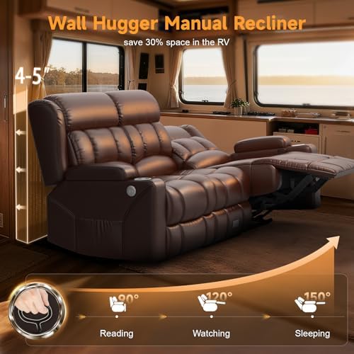 Loveseat Recliner Sofa with Flip Backrest Design, 3 Seat RV Recliner Sofa with - Image 6