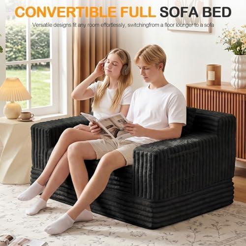 Erament Boneless Loveseat Convertible Sofa Bed, Folding Floor Futon Sleeper - Image 3