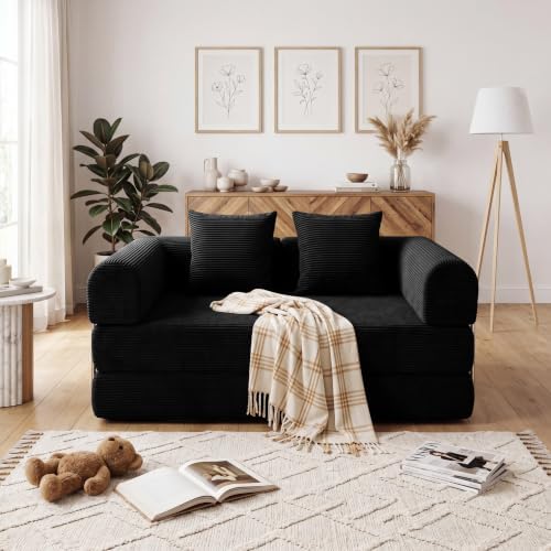 53.15'' Convertible Compressed Corduroy Folding Cloud Sofa Bed, Modern Boneless by GORGENIUS