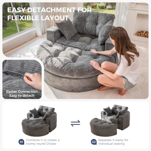 MAXYOYO Oversized Round Chaise Lounge Sofa, Boneless Chair - Image 5