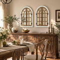 Dorlicecass Natural Wood Arched Wall Decor Window Mirror 24"x36" Single by Dorlicecass