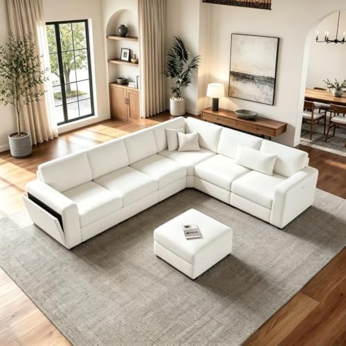 Vesgantti Modular 6-Seater Chenille L Shaped Sectional Sofa by Vesgantti