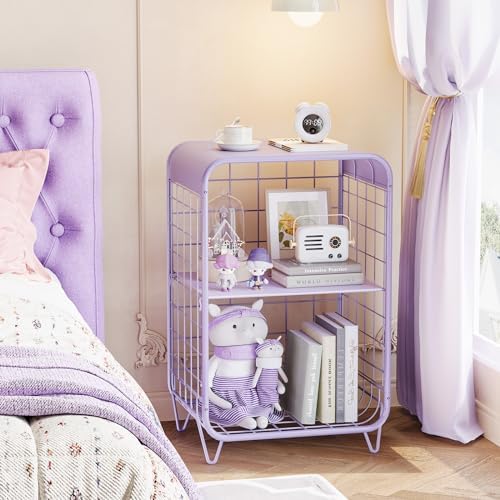 APEXCHASER Cute Kids Nightstand, 3 Tier Metal Side Table - Image 2