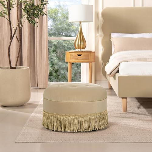 Jennifer Taylor Home Yolanda 24" Round Upholstered Accent Ottoman - Image 2