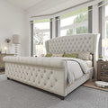 AMERLIFE King Size Upholstered Sleigh Platform Bed Frame by AMERLIFE