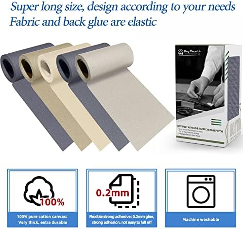 KING MOUNTAIN Canvas Iron on Patch, Waterproof 100% Cotton Fabric Repair Patch - Image 3