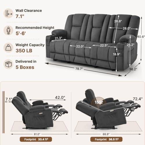 MCombo 79 in 3 Seater Reclining Sofa - Image 3