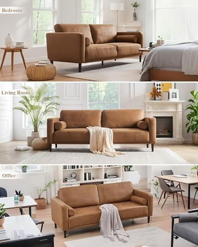 HIFIT 79'' Mid Century Modern Faux Leather Couch Set - Image 5