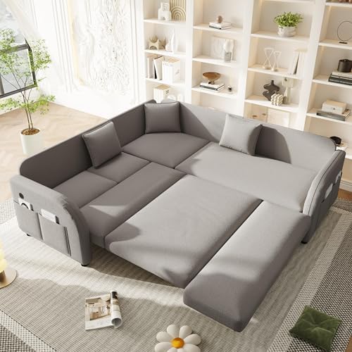 Queen Size Sleeper Sofas Convertible Couches, L Shaped Sectional Couch - Image 4
