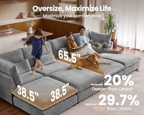 115" Oversized Chenille Modular Sectional Sofa Couches - Image 3