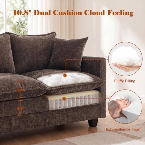 50'' Loveseat Sofa Set with Ottoman, Small Couch Set 2 Piece Cloud Love Seat - Image 6