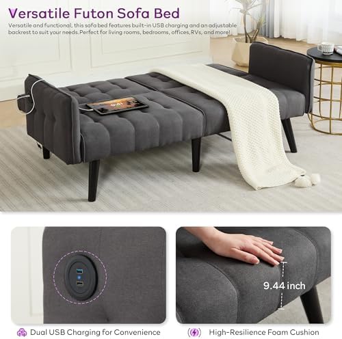 65'' Convertible Futon Sofa Bed - Image 5