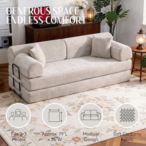 78.8" Convertible Sofa Bed, High Back Boneless Couch - Image 6