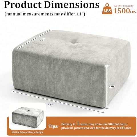 37" Oversized Boneless Couch, Comfort Cloud Sectional Couches - Image 2