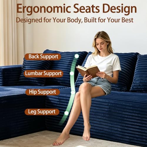 93" Boneless Couch, Modular Sectional Sofa - Image 5
