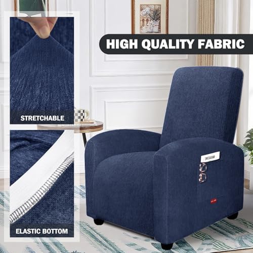 3 Pieces Plush Fabric Extra Small Recliner Chair Covers Stretch Recliner - Image 3