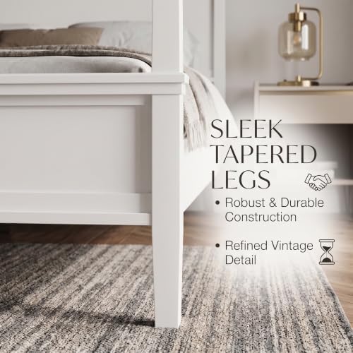 Merax White King Size Canopy Bed - Image 6