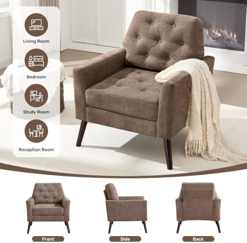 Accent Chair Set of 2, Mid Century Modern Living Room Chairs Reading Chair - Image 7