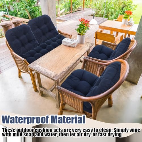 Youyole 7 Pcs Wicker Chair Cushions Set, 44 x 19'' Outdoor Waterproof Loveseat - Image 5