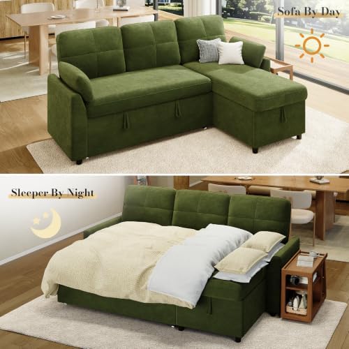 L-Shaped Sofa Bed with Storage Chaise, Pull Out Sleeper Couch - Image 3