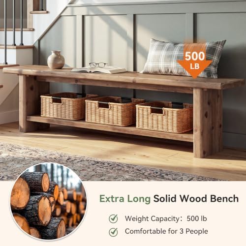71” Solid Wood Entryway Bench - Image 5