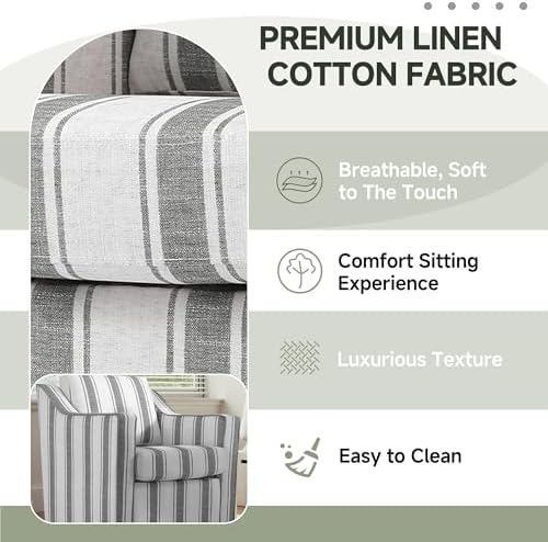 Swivel Accent Chair, Striped Armchair - Image 6