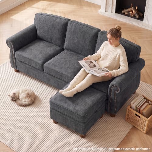 Traditional Chenille Couch Sofas - Image 3