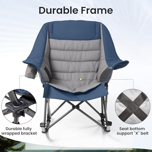 SUNW Oversized 400lbs Foldable Rocking Camping Chair - Image 6