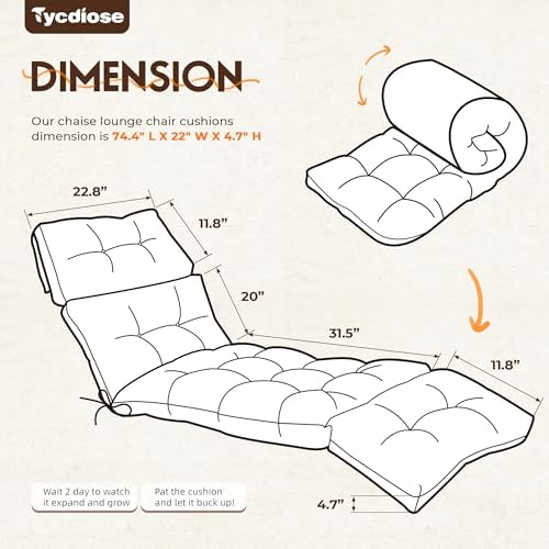Outdoor Chaise Lounge Chair Cushions Waterproof 74.4 x 22 x 4.7 In - Image 3