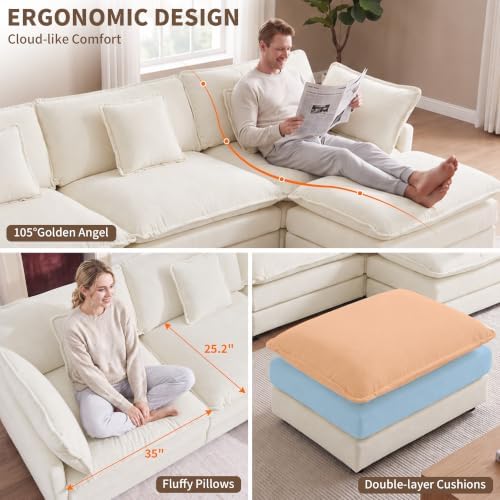 Tmsan 76.7" Loveseat Sofa Cloud Couch, Deep 2 Seater Love Seat - Image 5