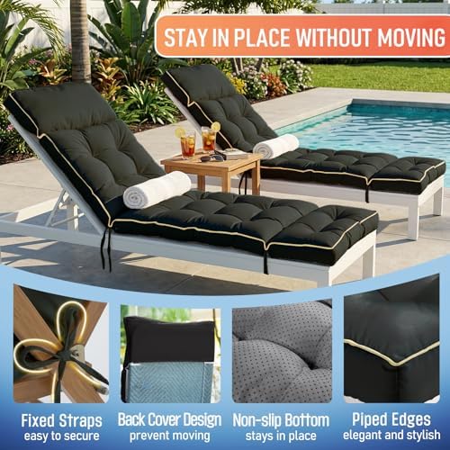 MAGIC ELEPHANT Chaise Lounge Cushion Outdoor, Memory Foam Patio Lounge Chair - Image 4
