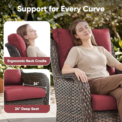 Belord Outdoor Swivel Chairs Set of 2, Patio Wicker Rocker Chairs - Image 3