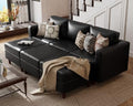 ABCASA 91.5" Faux Leather Luxury Modular Sleeper Sofa Bed by ABCASA