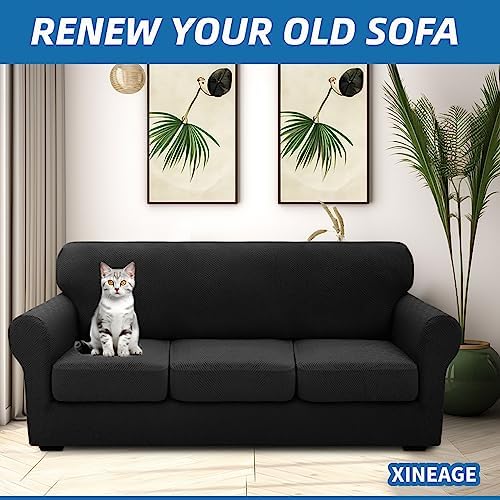 XINEAGE 4-Piece Stretch Sofa Cover, Washable Couch Covers - Image 4