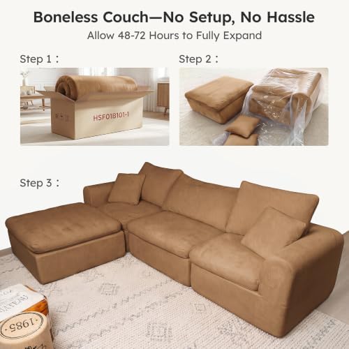 119" Modular Sectional Cloud Sofa, No Assembly High Back Boneless - Image 4