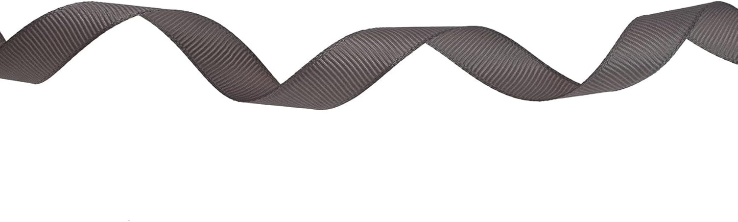 Solid Grosgrain Ribbon 25 Yard Each Roll 100% Polyester Woven Edge (1/2", Gray)