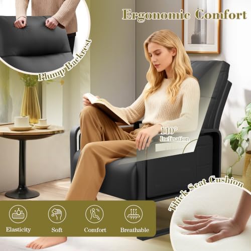 Black Accent Chair PU Leather Upholstered Armchair - Image 4