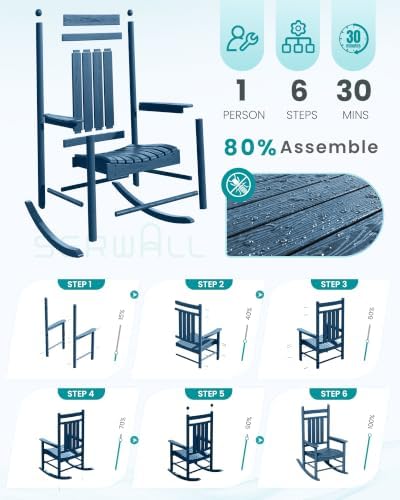 SERWALL Comfortable Outdoor Rocking Chairs Set of 3 - Image 5