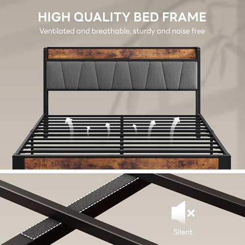 LIKIMIO Full XL Bed Frame with Storage Headboard and Charging Station - Image 6