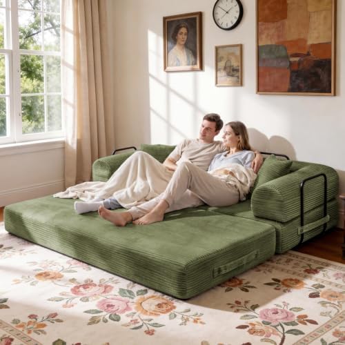 79" Memory Foam Sofa Bed, Convertible Futon Boneless Couch - Image 2