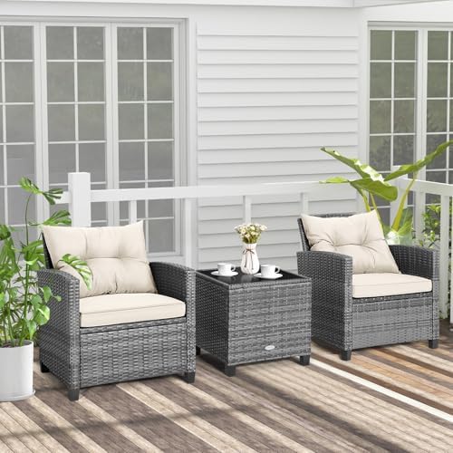 COSTWAY 3PCS Wicker Patio Furniture Set - Image 2