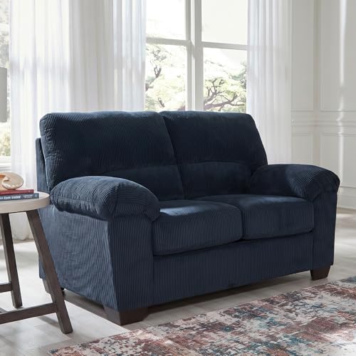 Signature Design by Ashley Loveseat Sofa, 63 in Navy Blue - Image 2