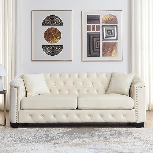 77" Modern Velvet Chesterfield Sofa by Kolavess